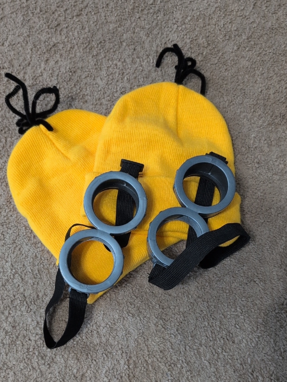 Amazon Yellow Kids Knit Beanie Hat with Removable Grey Goggle Accents